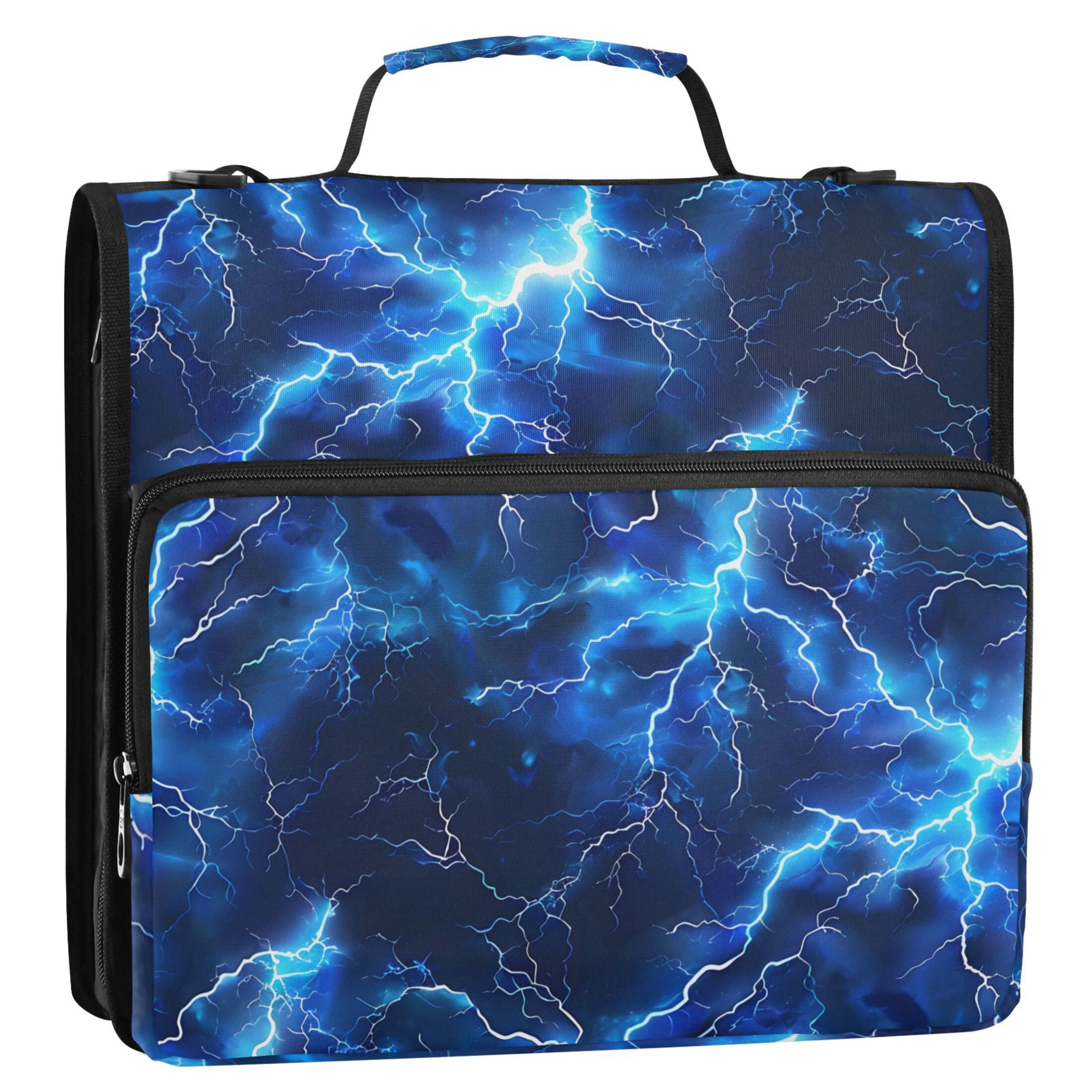ALAZA Zipper Binder Blue Lightning 3 Ring Trapper Keeper File Folder Organizer Bag