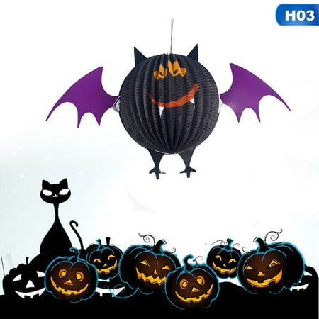 Fancyleo Upgraded Version New Halloween Spooky Spider Bat Paper Pendant Bar Ghost Atmosphere Layout Decoration Props for Home Decoration(None 03)