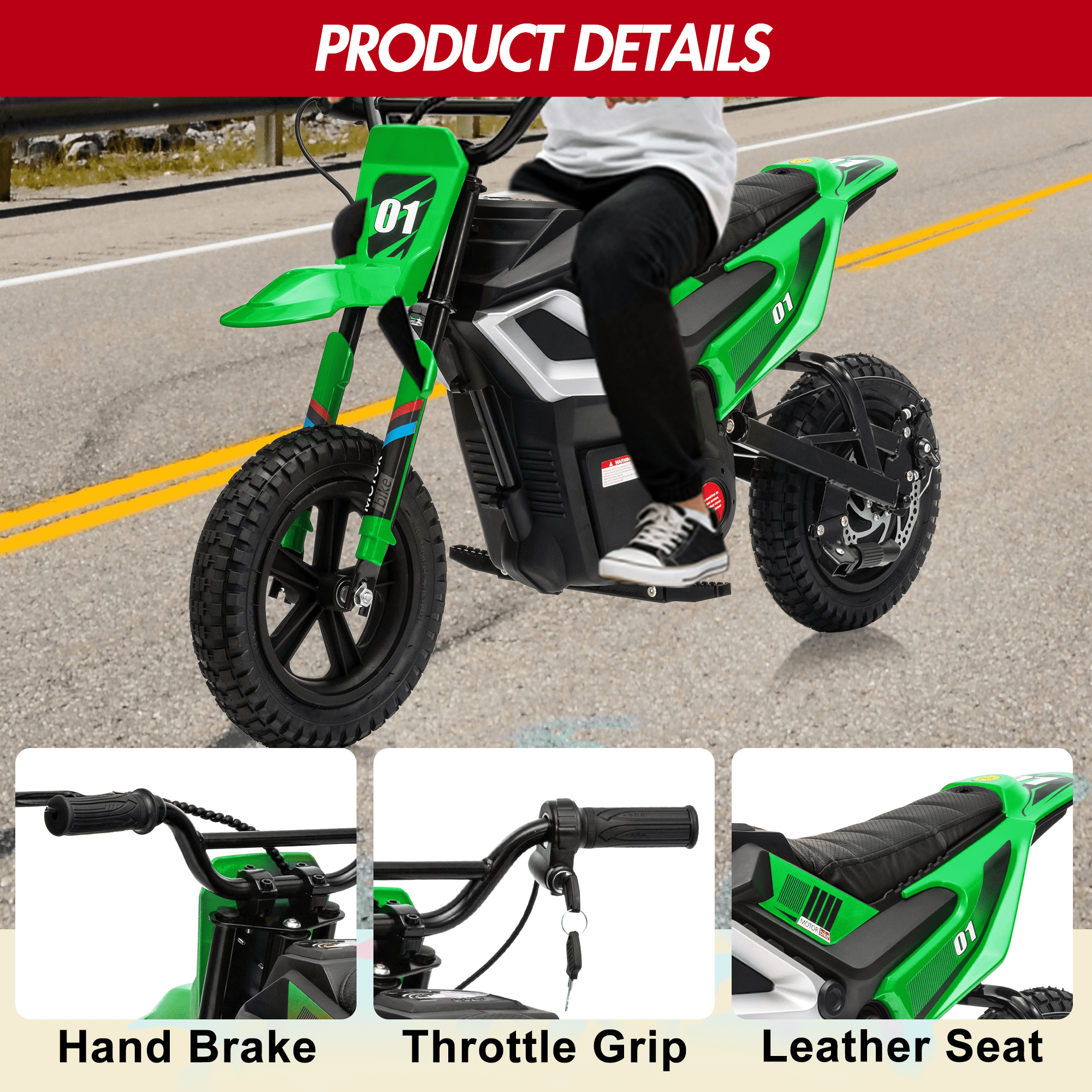 24V Electric Dirt Bike for Teens,350W Brushless Motor, 14 MPH & 35-Mile Range | Hydraulic Brakes & Spring Suspension, 130lbs Load, Off-Road Motorcycle