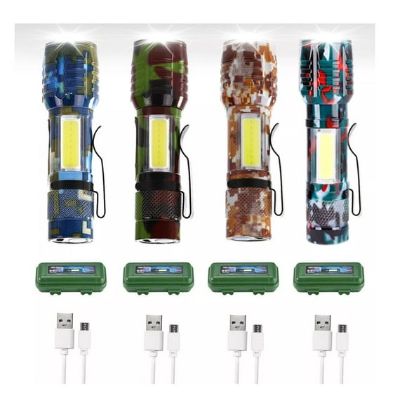 Set 4 Mini Lámpara 4000 Lmns Usb Recargable Camuflaje