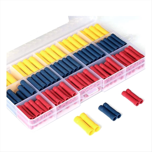 Kit de 200 conectores de empalme a tope, kits de terminales de crimpado para cables de 10 a 22 AWG, rojo, azul, amarillo