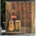 thumbnail image 3 of Ambesonne Music Shower Curtain, Wooden Stage Pub Cafe, 69"Wx75"L, Dark Orange Sand Brown, 3 of 4