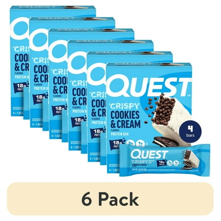 (6 pack) Quest Crispy Protein Bar, Cookies & Cream Flavor, Protein Rich, Low Sugar, 4 Count