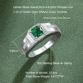 thumbnail image 6 of Blongme Jewelry Trendy Men Engagement Rings 925 Sterling Silver 6*6mm 1.25 CT Princess Cut Green Cubic Zirconia Wedding Band for Him Ring Size 7, 6 of 11