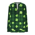 thumbnail image 4 of St. Patrick's Day Sweatshirt for Women Plaid Pattern Shamrock Graphic Quarter Zip Pullover Long Sleeve Classic Fit Festive Party Top, 4 of 5