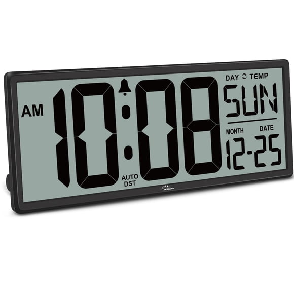 Reloj de pared WalLarge Large Digital de 14,5 pulgadas, funciona con pilas