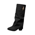 thumbnail image 2 of Viluyesy Mid Calf Boots for Women Block Heel Pointed Toe Slouchy Faux Leather Side Zipper Casual Dressy Fashion Shoes Black Size 8.5, 2 of 9