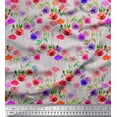 thumbnail image 1 of Soimoi Tissu Crêpe polyester Imprimé Feuilles & Roses au Mètre 52 Pouces de Large, 1 of 3