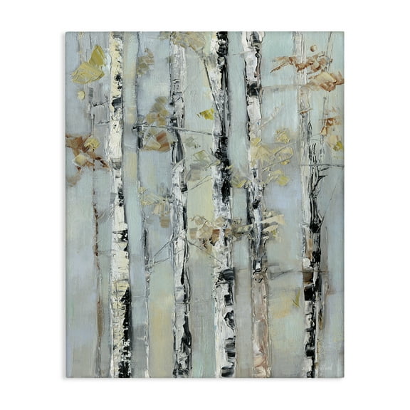 Stupell Industries Autumn Birch Trees Abstract Painting Wrapped Canvas Canvas Art Print Wall Art, 16 x 20