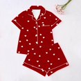 thumbnail image 1 of uublik Kids Pajama Set 2-13 Years Short Sleeve 2PCS Sleepwear Cute Button Down Pjs Set Classic Lounge Sets Red, 1 of 5