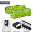thumbnail image 4 of Cauagu Lime green glitter Print Leather Pencil Pen Case - Stationery Bag Portable Stationery Bag Big Capacity Pencil Pouch Cosmetic Organizer Bag for Men & Women, 4 of 7