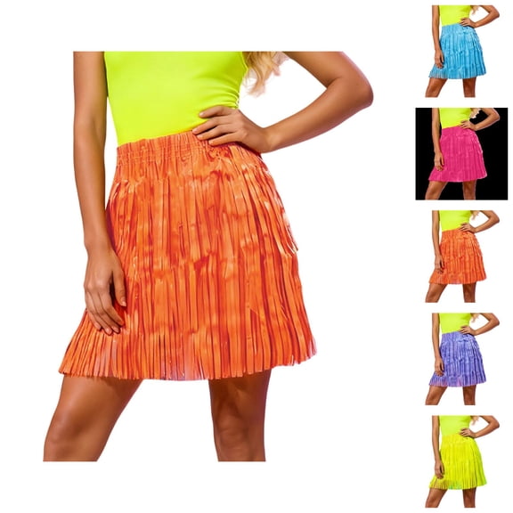 Elegant Dance Style Performance Outfit with Natural Raffia Grass Skirts, 4pcs Flowered Tropical Luau Hula Skirt Decorations for Adults Women Men