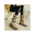 thumbnail image 5 of Frontwalk Women Snow Boots Mid-Calf Warm Shoes Plush Lined Winter Boot Work Casual Ladies Pull On Beige 5.5, 5 of 6