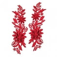 thumbnail image 2 of HILABEE 3x2Pcs Lace Applique Flower Embroidery Applique for Wedding Prom Dress Clothes Red, 2 of 8