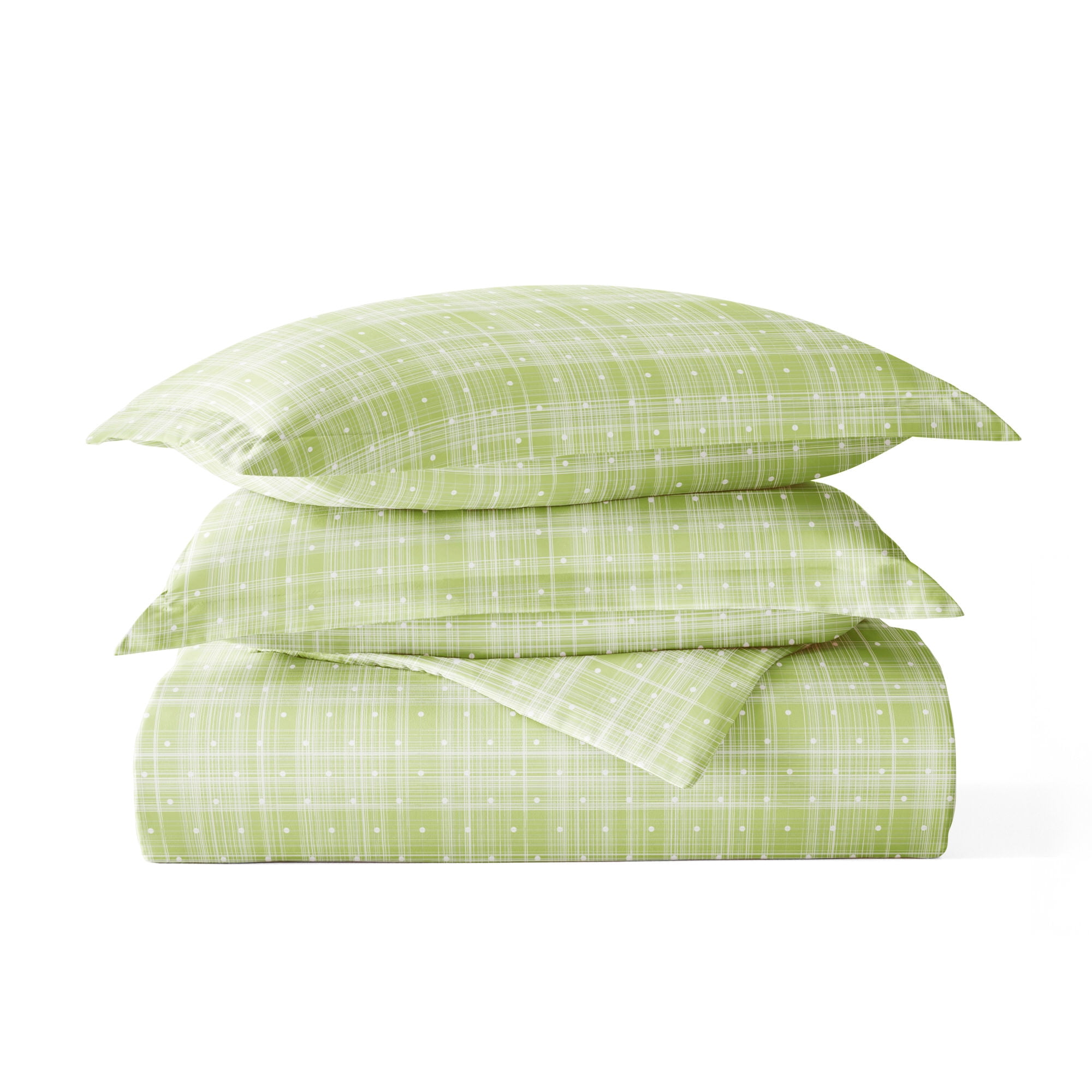 Noble Linens Moss Polka Dot Pattern Duvet Set 3-Piece Duvet Cover Set, Full/Queen