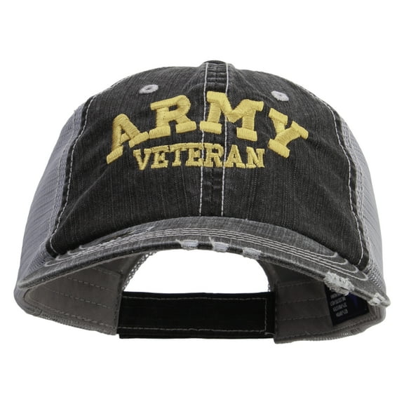 Army Veteran Letters Embroidered Low Profile Special Cotton Mesh Cap - Black OSFM