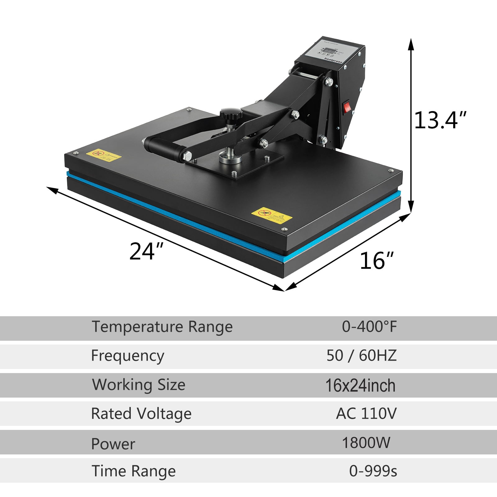 SHZOND Heat Press Machine 16x24 Inch, Clamshell Large Heat Press 1800W, High Pressure Heat Press Machine Digital Control Heat Transfer Machine for T Shirts