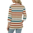 thumbnail image 4 of 3/4 Sleeve Tops Womens Dressy Casual Crew Neck Color Block Tunic Tops Cute Boho Striped Graphic Tees Summer Blouses Shirts for Lovely Ladies, 4 of 5