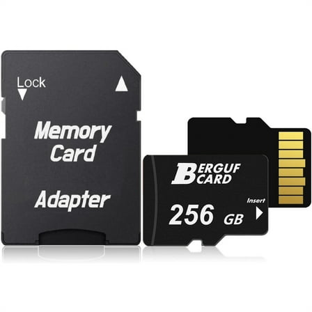 BERGUF 256GB High Speed Flash Memory Card with SD Adapter, Compatible for Smartphones, Tablets, Cameras and More