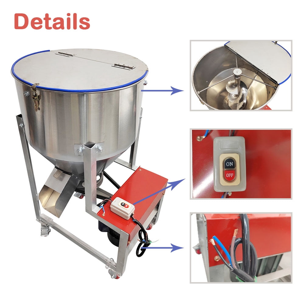 Powder Mixer Blender Feed Mixer Granular Plastic Mixer Dry Mixer Stainless Steel with Castor 110LBS