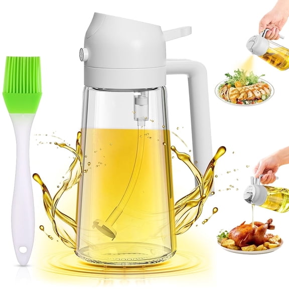 DIY STORE 2-in-1 Oil Dispenser and Sprayer, 16 Oz (470ml) Glass Olive Oil Bottle for Cooking, Kitchen Oil Sprayer and Pourer, Refillable Oil Dispenser