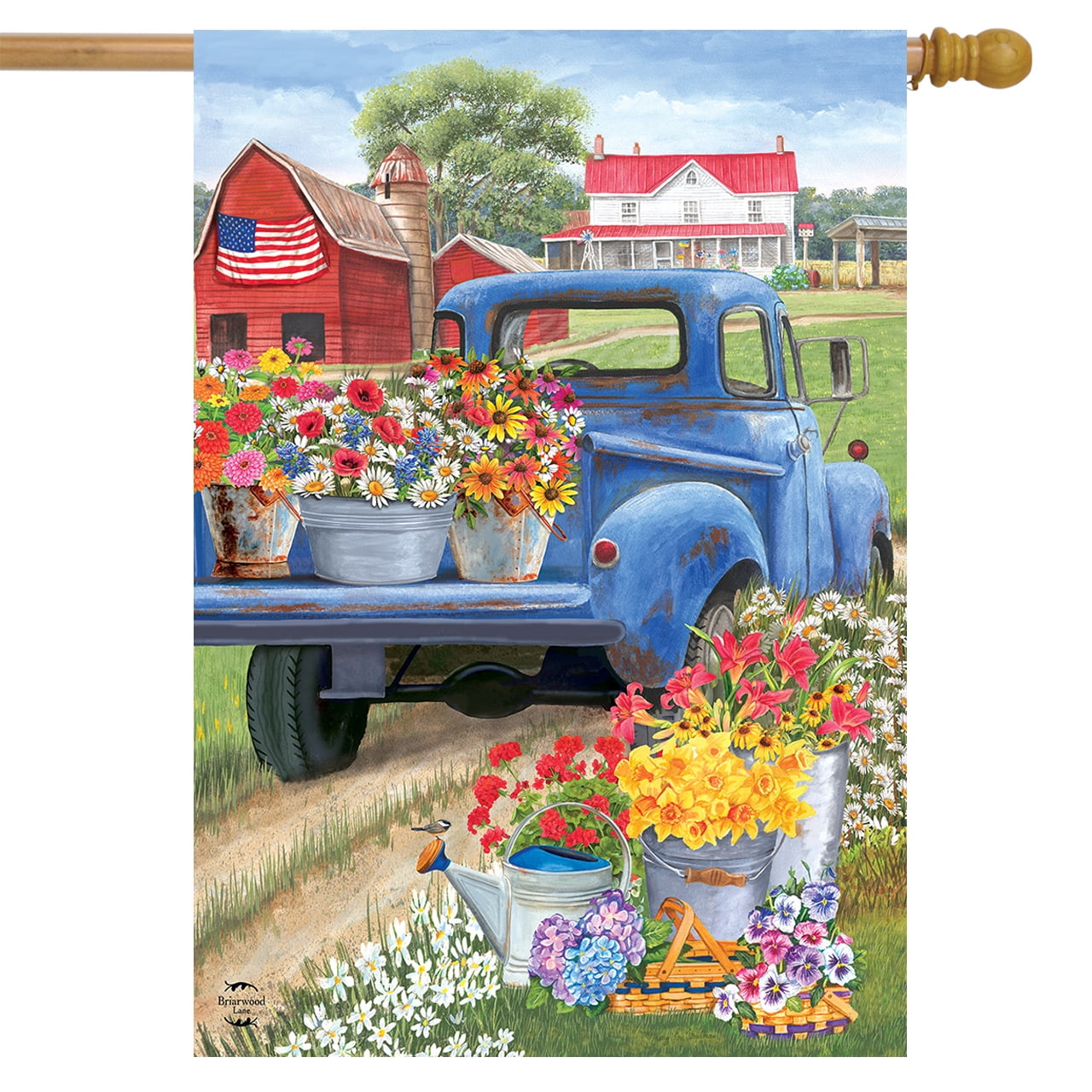 Day On The Farm Spring House Flag Pick-up Truck Floral 28