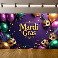 thumbnail image 5 of LUUFILx Mardi Gras Celebration Backdrop Mask Balloons Party Decorations Event Banners Festive Background Carnival Photography Props, 5 of 8