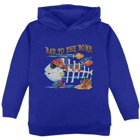 

Bad to the Bone Pirate Fish Toddler Hoodie Royal Toddler Size 5/6