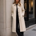 thumbnail image 6 of cocolona Womens Trench Coat Open Front Button Down Lapel Lined Overcoat LightWeight Trendy Fall Winter Solid Color Long Coat, 6 of 7