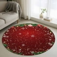 thumbnail image 2 of Red Christmas Round Rug 4ft Area Rug Washable Soft Non-Slip 4' Circle Low Pile Rugs Winter Xmas Balls Snowflake Pine Branches Carpet for Bedroom Living Room Entryway Home Office Dining Room, 2 of 8