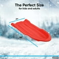 thumbnail image 3 of Toboggan Snow Sled for Kids and Adults, 46" Heavy Duty Plastic Open Back Slider with Handles and Hole for Pull Ropes- (Ropes Excluded) Kid and Adult Winter Fun, Red-Green-Black, 3 Pack, by Superio, 3 of 11