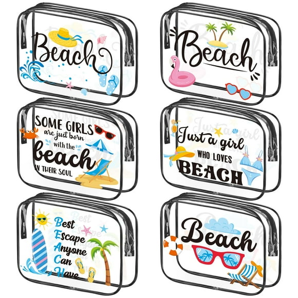 Bolsas de maquillaje Cunno, PVC, impermeables, organizador de artículos de tocador de viaje, 6 unidades