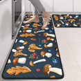 thumbnail image 2 of Kitchen Rugs Sets Of 2,Brown Mushroom Leaf Dark Blue Pattern Anti Fatigue Kitchen Mat Rugs Non Slip Washable,Decorative Kitchen Floor Mats for Kitchen,Sink,Laundry,17"x47"+17"x47", 2 of 5