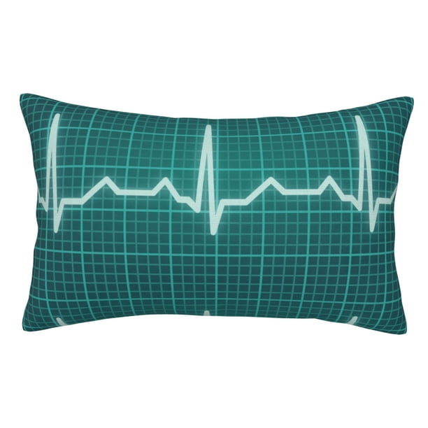Fotbe ECG Wave Funda de Almohada Decorativa Estilo Occidental, Lujo en Algodón, Fundas para Almohadas King, Cojín Estampado para Decoración del Hogar-16"x24"
