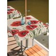 thumbnail image 2 of Outdoor Tablecloth with Umbrella Hole for Patio/Picnic/Party/Camping, Red Poppy Waterproof Table Cloth Square Cover Washable, Spring Summer Farmhouse Flowers Rustic Burlap (60"x 60"), 2 of 8