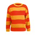 thumbnail image 4 of Women's Casual Striped Sweater Long Sleeve Pullover Crew Neck, Comfortable and Versatile, Great for Everyday Wear and Seasonal Outfits,Orange,S, 4 of 5