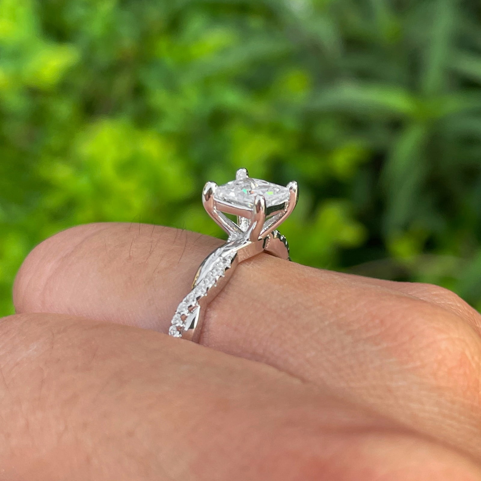 SFTING Engagement Rings for Woman 925 Sterling Silver Wedding Woman Rings 5A CZ Princess Cut Size 8