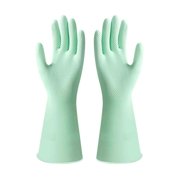Cleaning Gloves, Thickened Rubber Dishwashing Gloves, Household Kitchen Multi-Purpose Non-Slip Comfort Fit Latex Gloves for Housework, Green