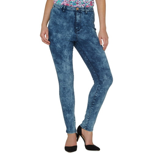 GEORGE - Women's High Waisted Acid Wash Skinny Jeans - Walmart.com ...