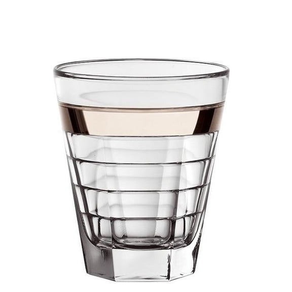Majestic Gifts E64327 Glass Double Old Fashioned Tumbler With Platinum Band