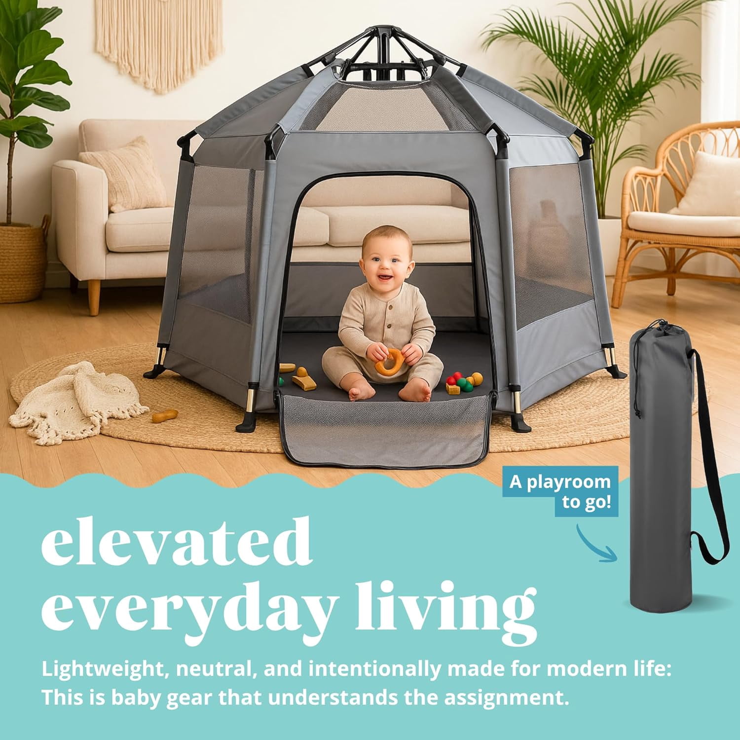 Indoor & Outdoor  Playpen with Canopy |  Beach Tent, Foldable, Lightweight, Travel Bag, & Mosquito Net |   Pack and  Tent []