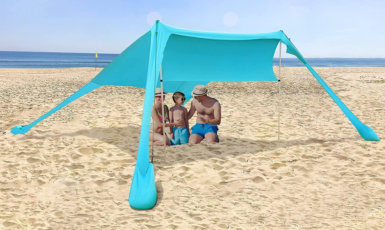 Beach Tent Beach Shade Canopy with UPF50+, Pop Up Beach Tent Sun