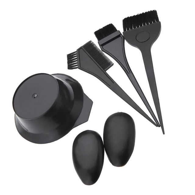 UPGRATOR 1Set Hair Coloring Comb Set with Brushes Bowl and Earmuffs for Home Use Black