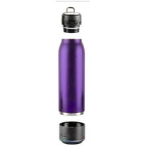 Vacuum Insulated Premium Water Bottle with Rechargeable Bluetooth Speaker - Steel Double Wall Design Lights, Convenient drinking spout, Lid Lock, and Carry Handle (700ml/23.6 oz) Purple