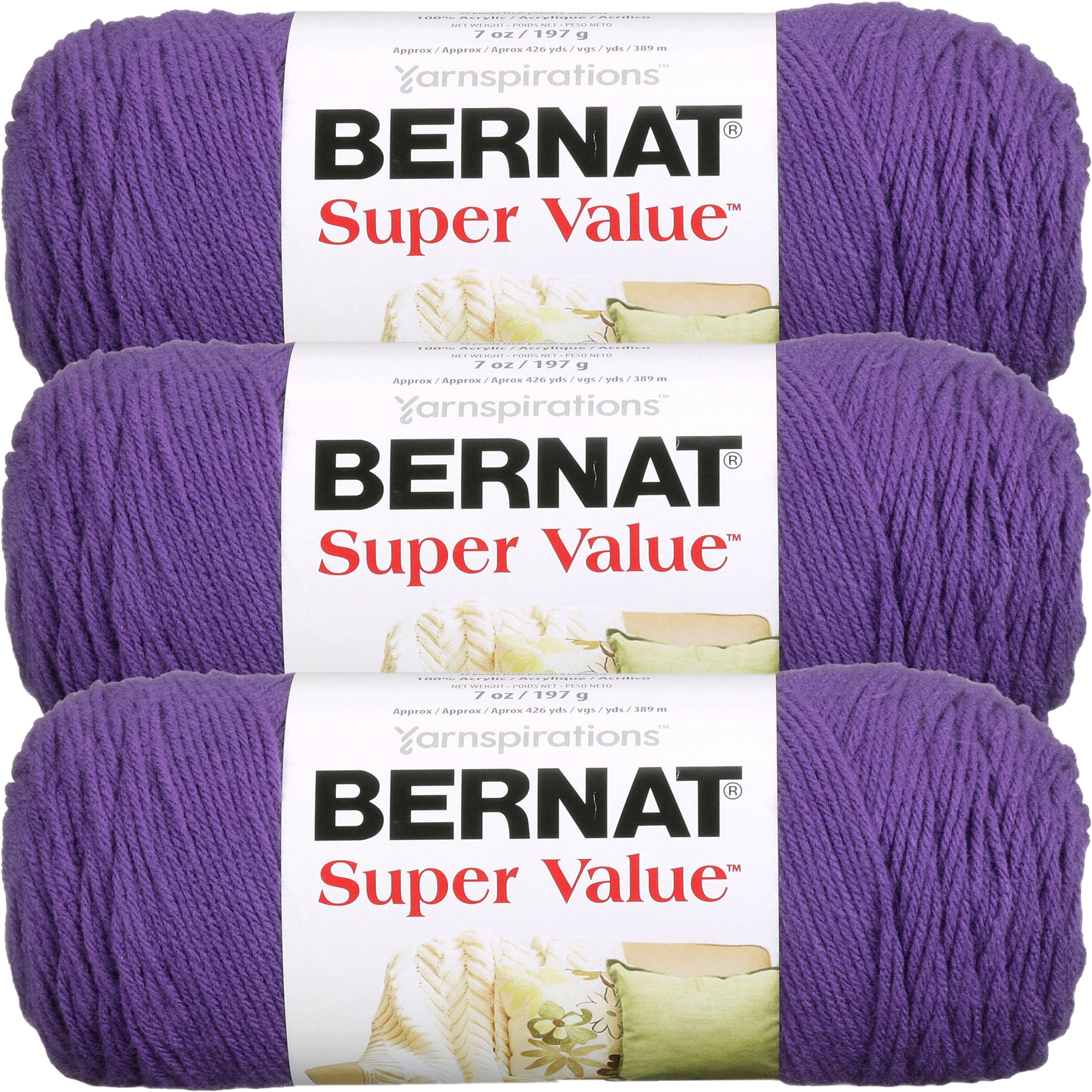 Bernat Super Value Solid Yarn-Light Damson, Multipack Of 3