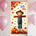 thumbnail image 2 of Cartoon Scarecrow Fall Banner Maple Leaves Autumn Decoration Hello Harvest for Seasonal Celebration Home Decor Outdoor Party, 2 of 8