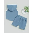 thumbnail image 5 of Binpure Toddler Boys Summer Outfit Sets Sleeveless Stripe Stars Print Hooded Vest + Blue Drawstring Shorts, 5 of 6
