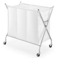 thumbnail image 4 of Whitmor 3-Section Rolling Laundry Sorter, Metal Frame with Fabric Laundry Bag, Silver/White, 4 of 9