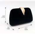 thumbnail image 4 of Velvet Evening Handbag Chain Clutch Bag Leaf Buckle Dinner Party Prom Purse, 4 of 8