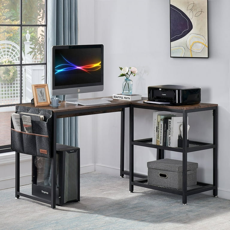 VECELO Computer Desk 47 L Shaped Heavy Duty Home Office Table